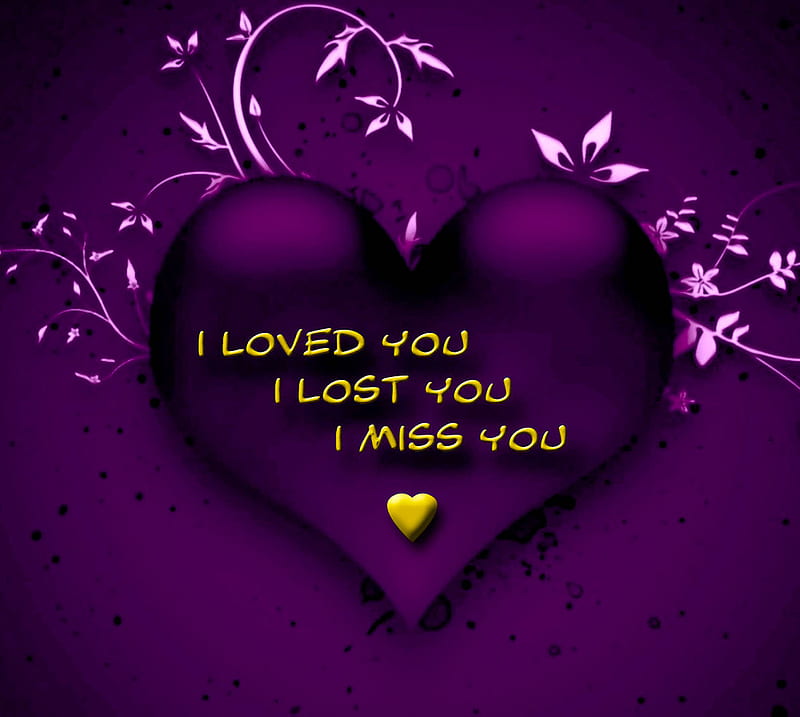 I Miss You, happy, heart, lost, love, purple, sad, HD wallpaper
