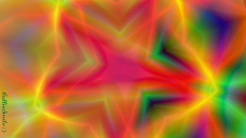 Afternoon Star, Stars, orange, scarlet, Star, yellow, abstract, green, multicolor, multicolored, homemade abstract, bri11iance, blue, HD wallpaper