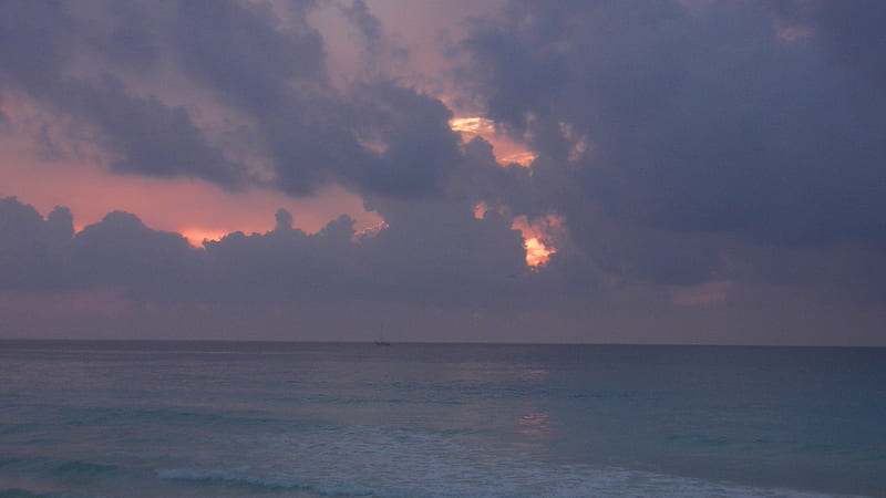 Cancun Sunrise , Sky, Mexico, Colorful, beach, Sunrise, Cancun, HD wallpaper