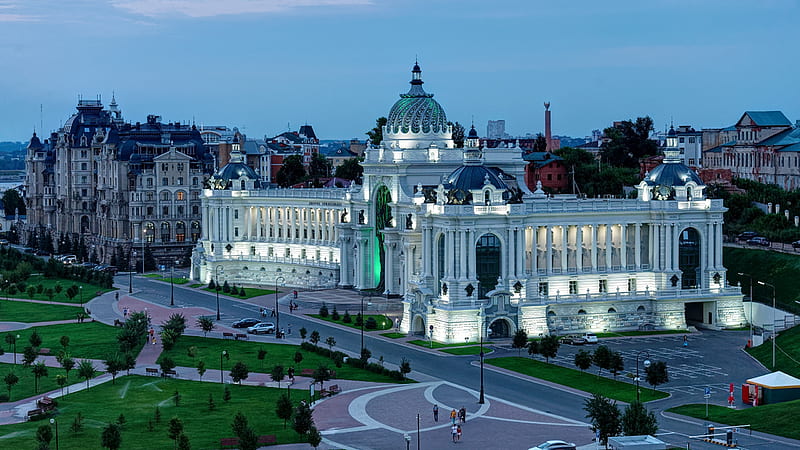 russia, kazan palace, architecture, lights, historical building, City, HD wallpaper