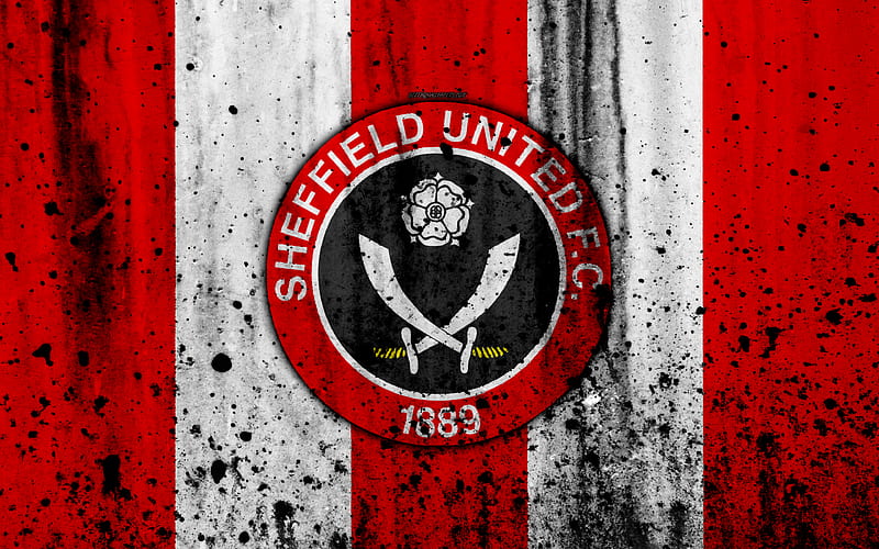 FC Sheffield United, grunge, EFL Championship, art, soccer, football club, England, Sheffield United, logo, stone texture, Sheffield United FC, HD wallpaper