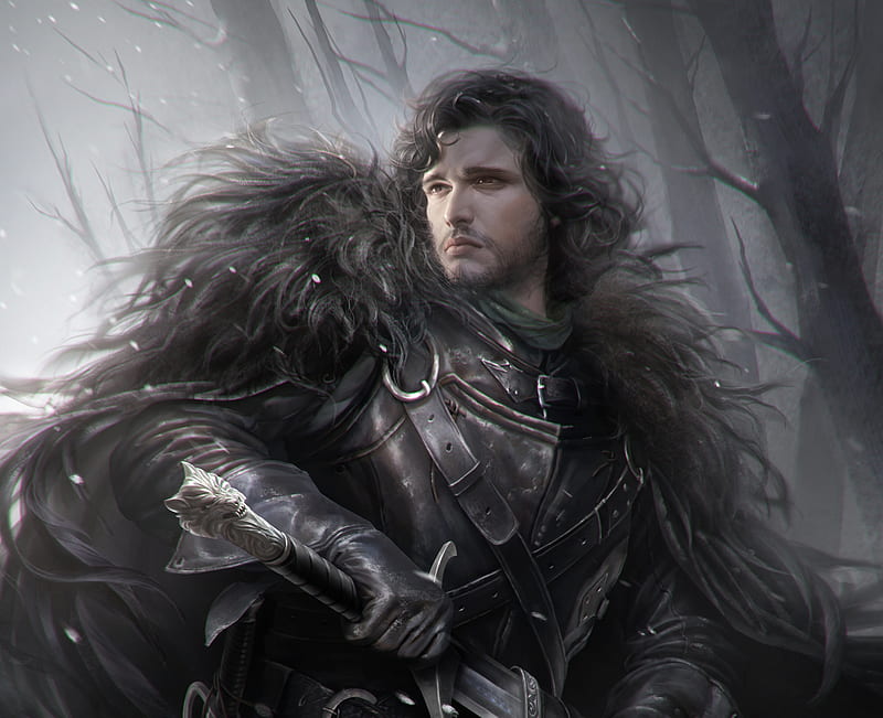 Jon Snow, g host lee, art, fantasy, luminos, game of thrones, black, man,  jon snoe, HD wallpaper | Peakpx