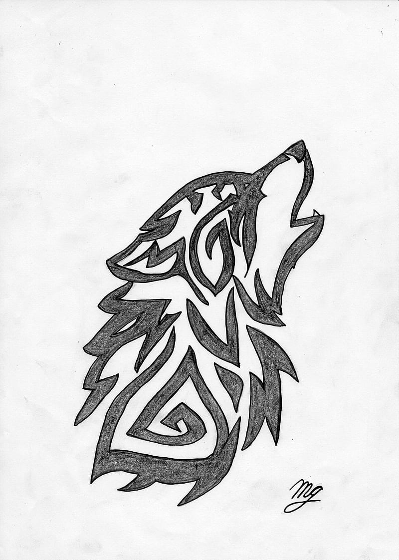 wolf , lobo, tattoo, wolf, drawing, dibujo, cool, black, HD phone wallpaper