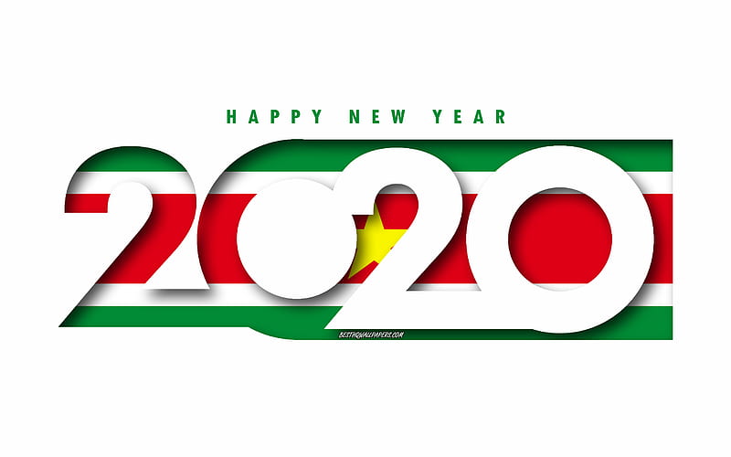 Suriname 2020, Flag of Suriname, white background, Happy New Year Suriname, 3d art, 2020 concepts, Suriname flag, 2020 New Year, 2020 Suriname flag, HD wallpaper
