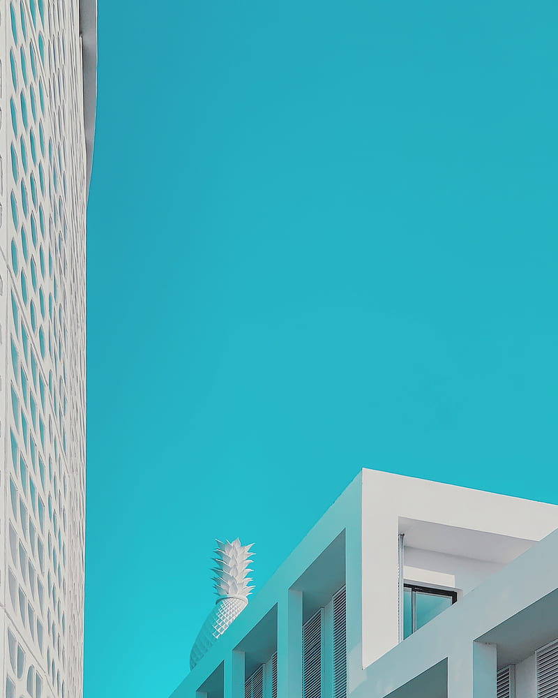 buildings, architecture, minimalism, blue, white, HD phone wallpaper