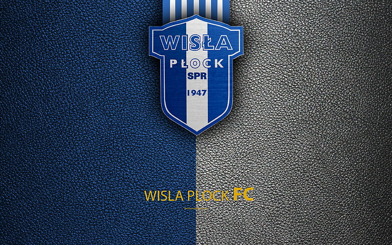 Wisla Plock FC football, emblem, logo, Polish football club, leather texture, Ekstraklasa, Plock, Poland, Polish Football Championship, HD wallpaper