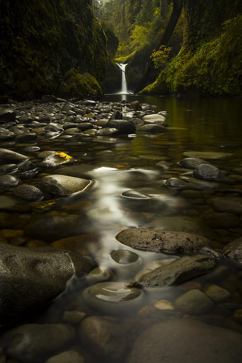 Waterfall, stones, water, moss, HD phone wallpaper | Peakpx