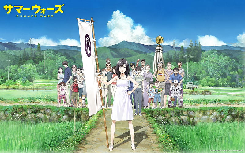 Anime Girl Beautiful Summer Scenery Grass Field 4K Wallpaper