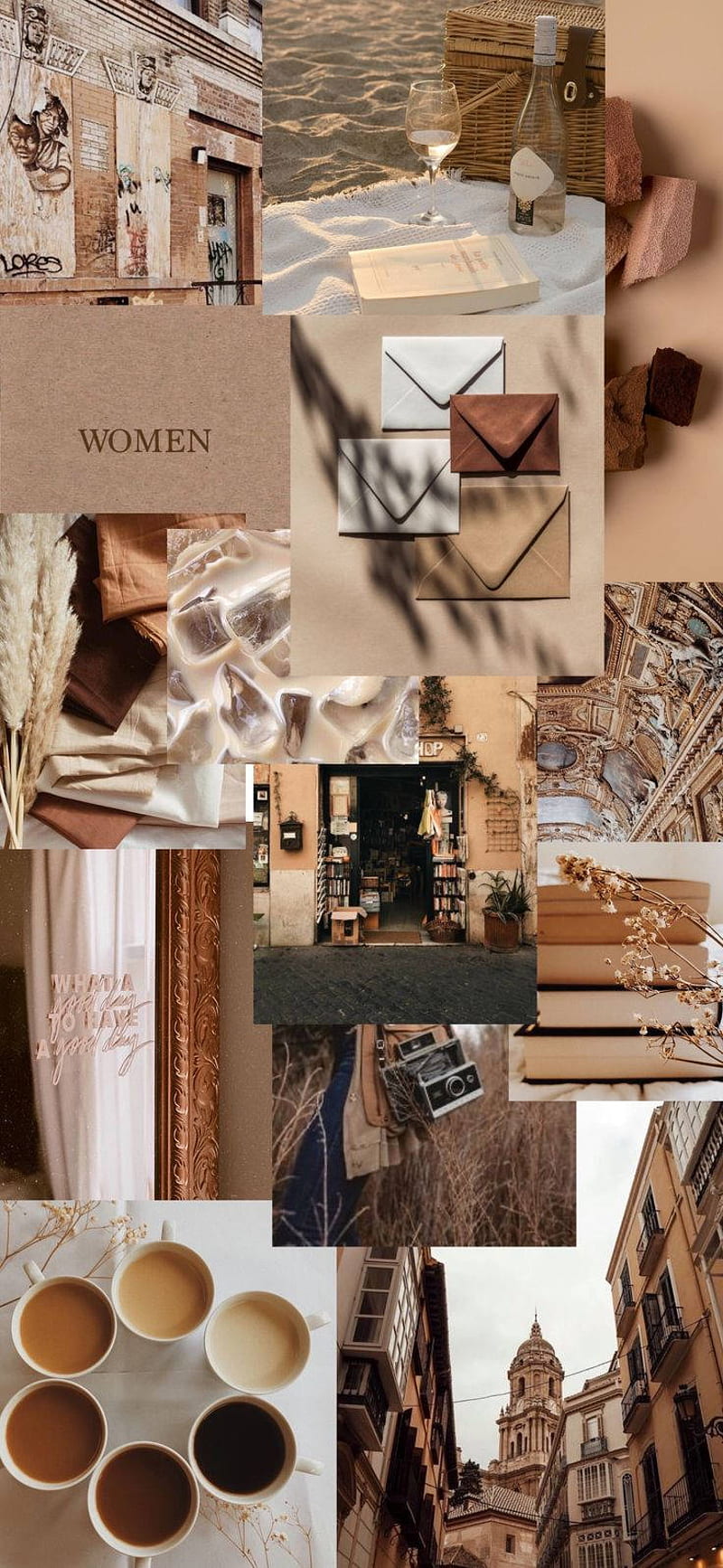 Beige Brown Aesthetic Collage, HD phone wallpaper