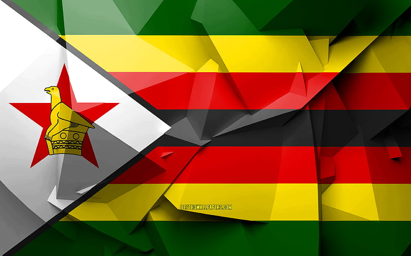 Flag of Zimbabwe, geometric art, African countries, Zimbabwean flag, creative, Zimbabwe, Africa, Zimbabwe 3D flag, national symbols, HD wallpaper