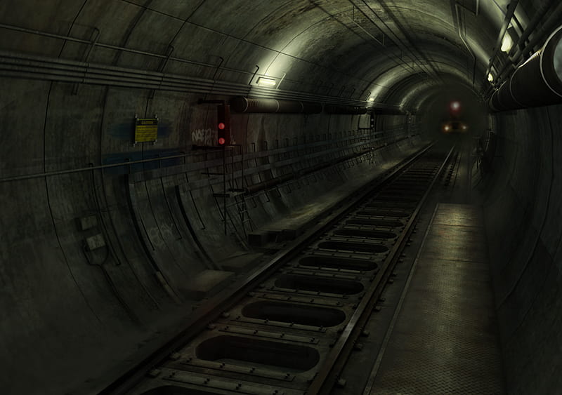 dark tunnel, railroad, abstract, tube, forma, train, dark, path, tunnel, abyss, HD wallpaper