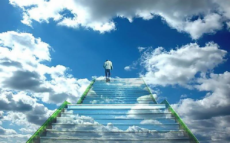 Stairway To Heaven (Nelson Mandela), nelson mandela, men, people, heaven, president, clouds, sky, HD wallpaper