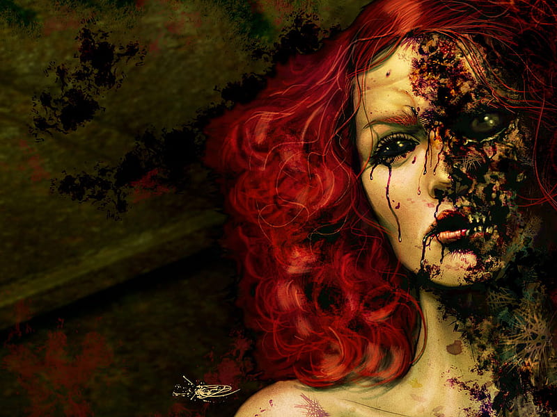 Lady out of my life, fire, scary, dead, lady, HD wallpaper