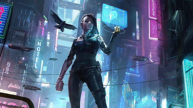 Cyborg Futuristic Cyberpunk Girl, HD wallpaper