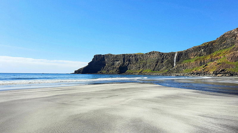 Talisker Bay, Isle of Skye, Scotland, landscape, sea, shore, cliff, HD wallpaper