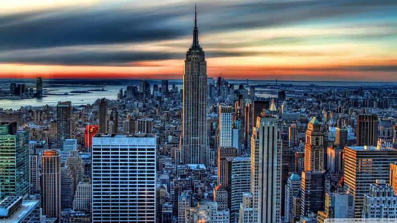 amazing new york city r, city, river, r, sky, skyscrapers, HD wallpaper
