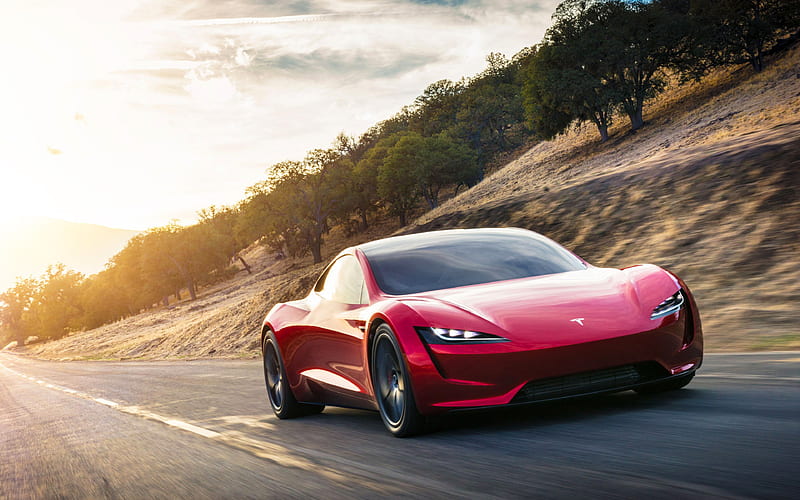 Tesla Roadster 2018 cars, electric cars, road, Tesla, HD wallpaper