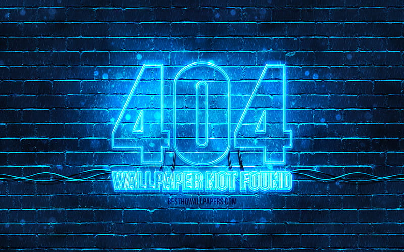 404 not found blue sign blue brickwall, 404 not found, blue blank display, 404 not found neon symbol, HD wallpaper