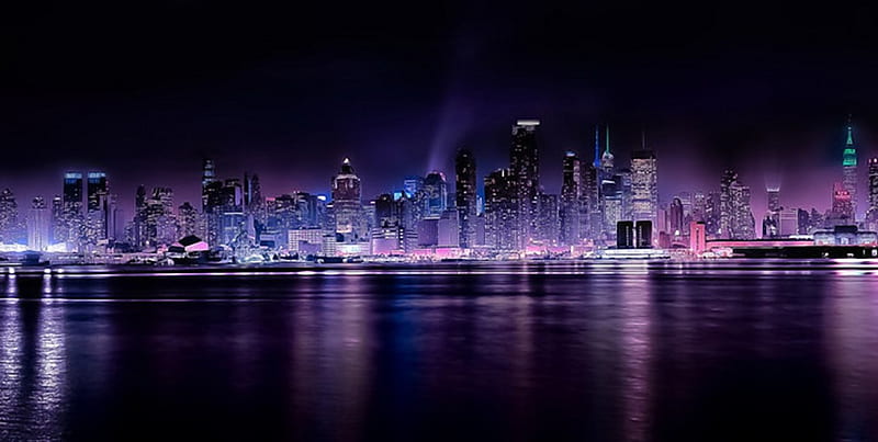 Amazing city live, beauty, city, reflection, purple, HD wallpaper | Peakpx