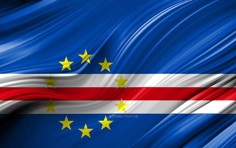 Cabo Verde flag, African countries, 3D waves, Flag of Cabo Verde, national symbols, Cabo Verde 3D flag, art, Africa, Cabo Verde, HD wallpaper