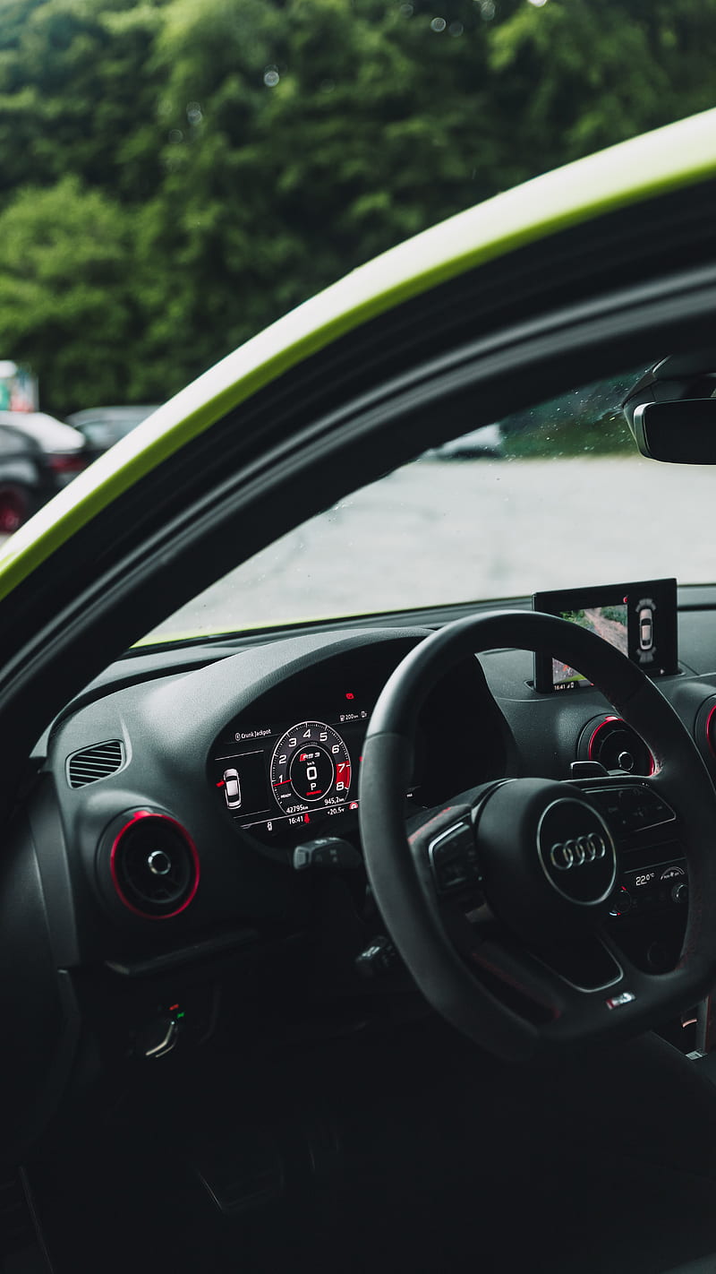 audi, car, steering wheel, speedometer, interior, HD phone wallpaper