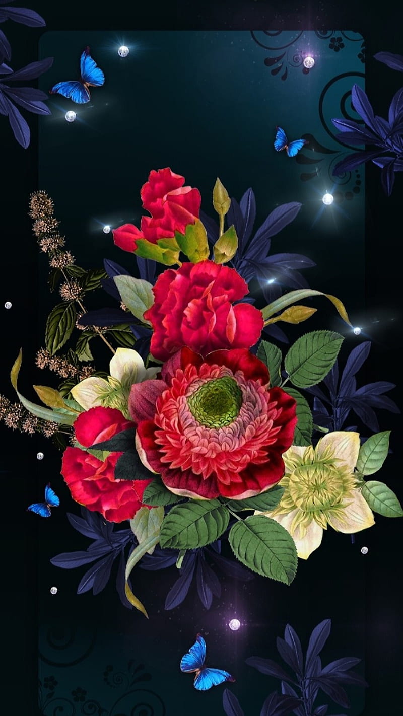 Flores, mariposas, mariposas, rosas, dibujos, amor, naturaleza, Fondo de  pantalla de teléfono HD | Peakpx