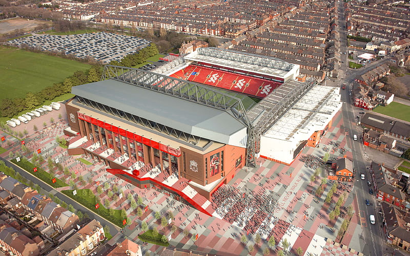 Anfield, football stadium view from above, Liverpool, England, UK, HD wallpaper
