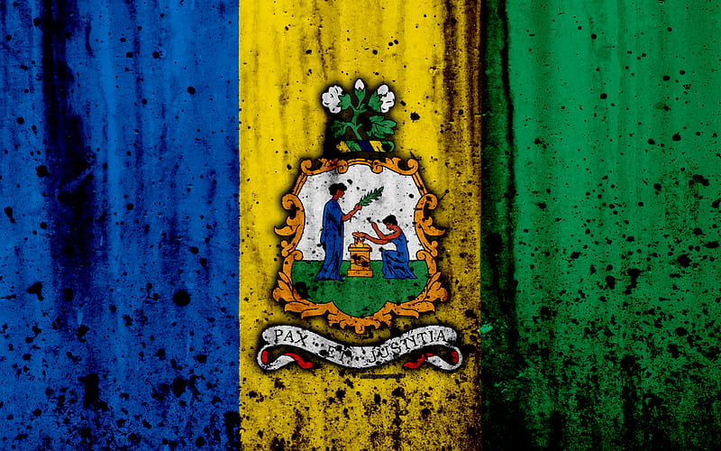 Saint Vincent and the Grenadines flag grunge, flag of Saint Vincent and the Grenadines, North America, Saint Vincent and the Grenadines, national symbols, Saint Vincent and the Grenadines coat of arms, Saint Vincent and the Grenadines emblem, HD wallpaper
