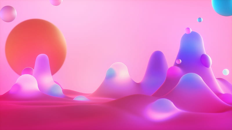 3d space rendering, surface, pink, modeling, 3D, HD wallpaper