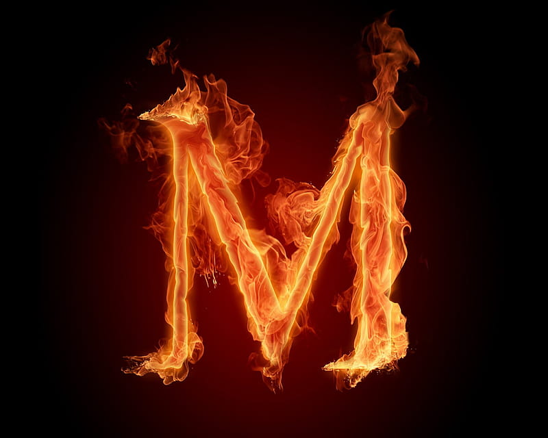 Alphabet M, abstract, alphabet, fire, flame, galaxy letter, note, sign, word, HD wallpaper