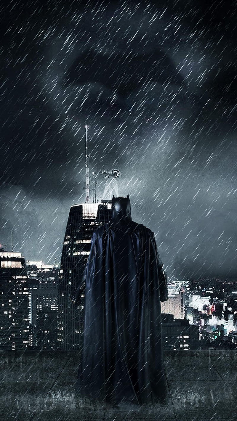 batman, back, bat, building, helicopter, hero, light, man, movie, night, rain, HD phone wallpaper