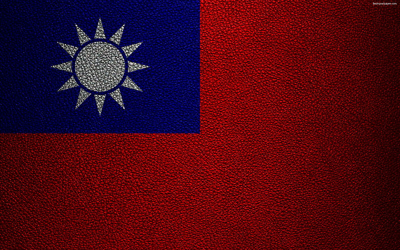 Taiwan Flag leather texture, Taiwan flag, Asia, world flags, Taiwan, HD wallpaper