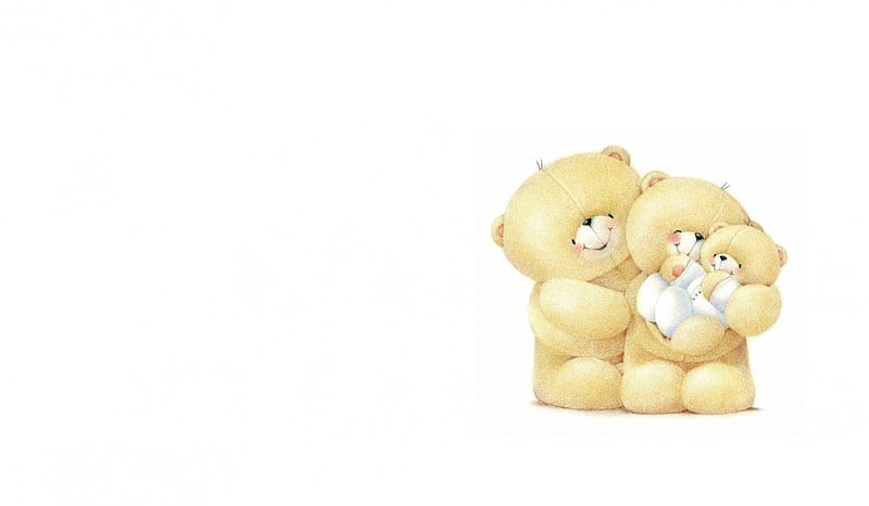 Happy family, family, cute, toy, white, teddy bear, baby, happy, card, HD wallpaper