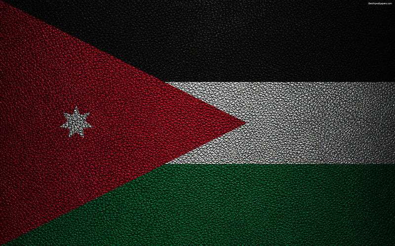 Flag of Jordan leather texture, Jordanian flag, Asia, world flags, Jordan, HD wallpaper
