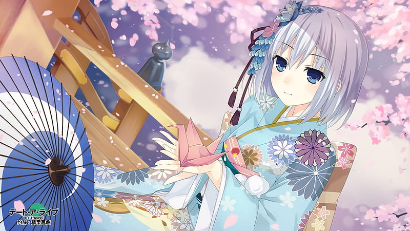 Girl, demon, kimono, origami, anime, HD phone wallpaper | Peakpx