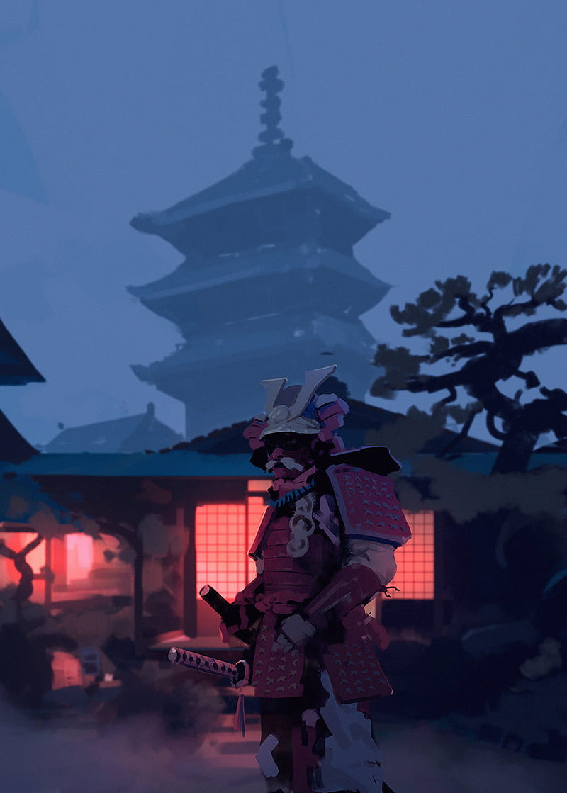 illustration, artwork, 2D, digital art, samurai, HD phone wallpaper