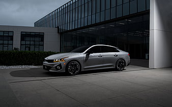 Kia Optima, 2021, fastback, K5, exterior, side view, new silver Optima 2021, Korean cars, K5 GT-Line AWD, Kia, HD wallpaper