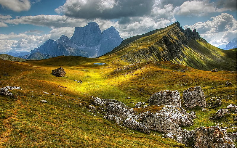Dolomites, Italy, rocks, Dolomites, Italy, mountains, landscape, HD wallpaper