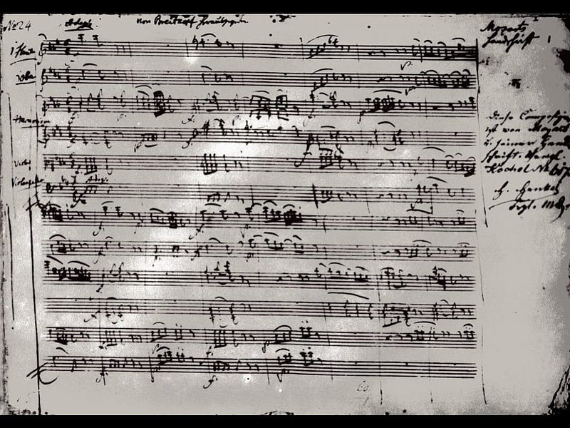 Partition of music written by Mozart, mozart, composer, music, notes, black and white, classical, wolfgang amadeus mozart, music partition, note, austria, musical notes, amadeus, white, HD wallpaper