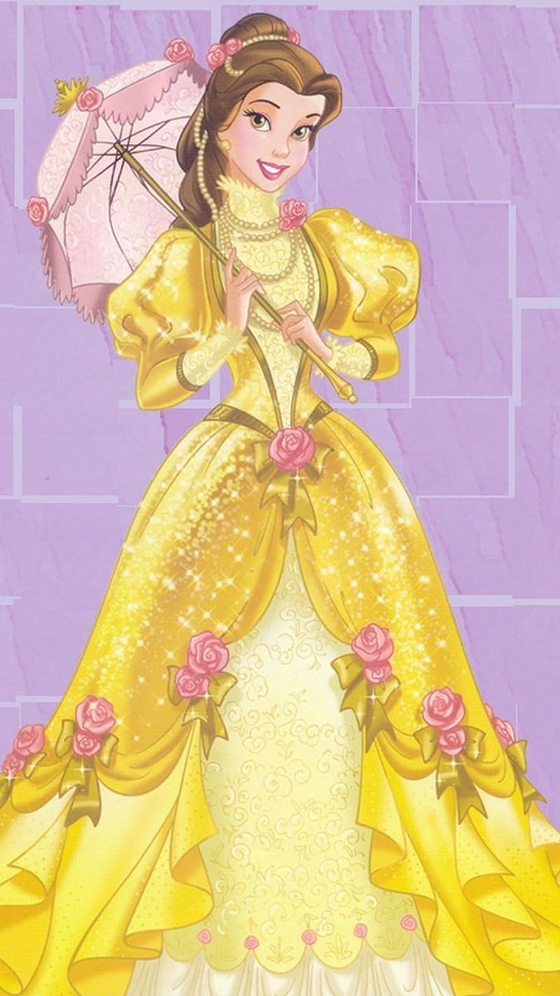 Disney Princess, Belle With Umbrella, belle, umbrella, animated, HD ...