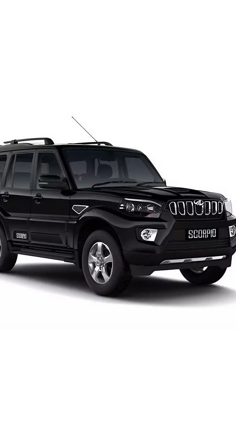 Mahindra Scorpio, Black Car, White Background, HD phone wallpaper