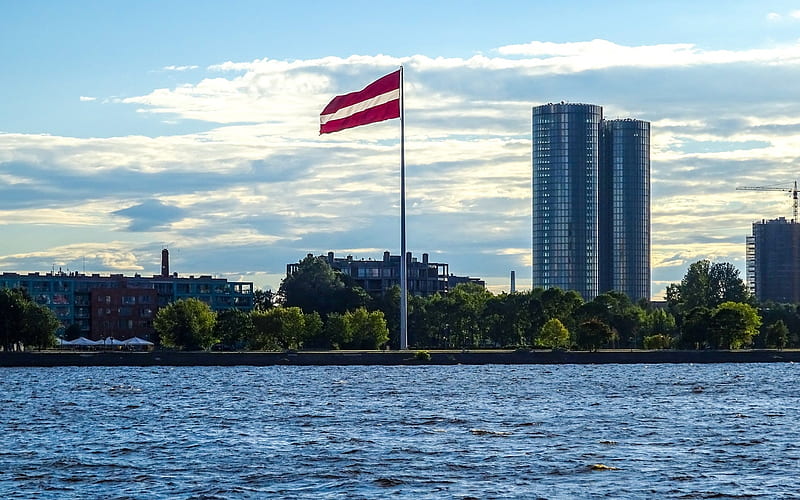 Riga, Latvia, Latvia, river, Riga, flag, HD wallpaper
