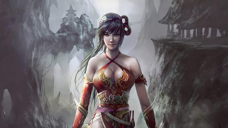 Chinese Assasin Girl , warrior, fantasy-girls, artist, artwork, digital-art, artstation, HD wallpaper