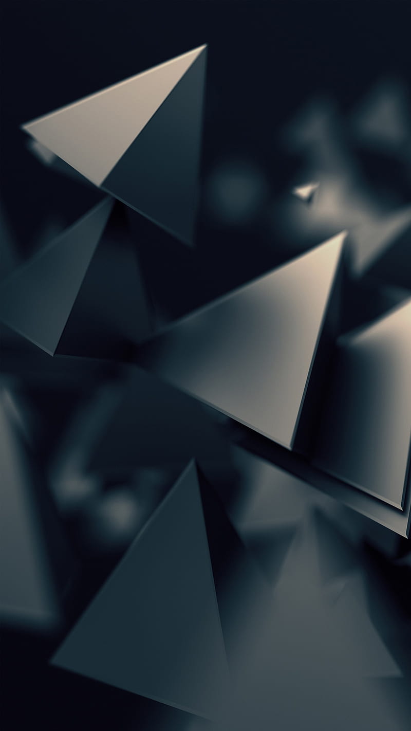 Triangles, 3d, abstract, art, black, digital, pyramids, HD phone wallpaper