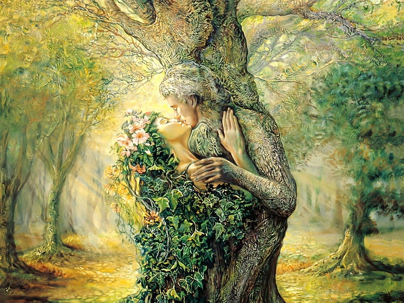 THE TREE SPIRIT, lovers, spirit, tree, man, woman, HD wallpaper