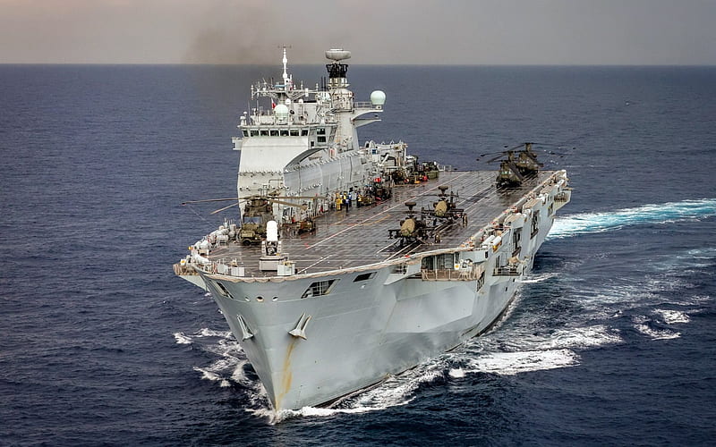 amphibious assault ship, Helicopter Carrier, HMS Ocean, L12, US Army, US Navy, HD wallpaper