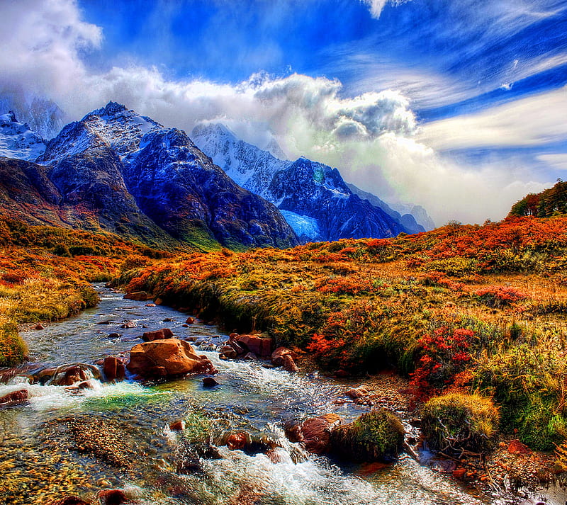 1080P free download | Lovely Scene, water, sky, clouds, mountains, HD ...