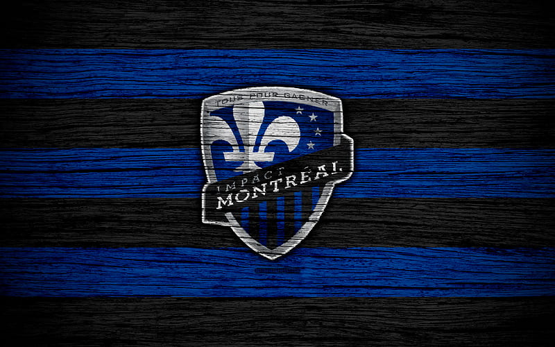 Montreal Impact MLS, wooden texture, Eastern Conference, football club, USA, Montreal Impact FC, soccer, logo, FC Montreal Impact, HD wallpaper