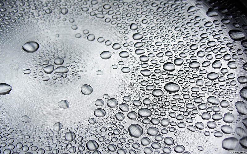 Droplets on a silver surface-Windows, HD wallpaper