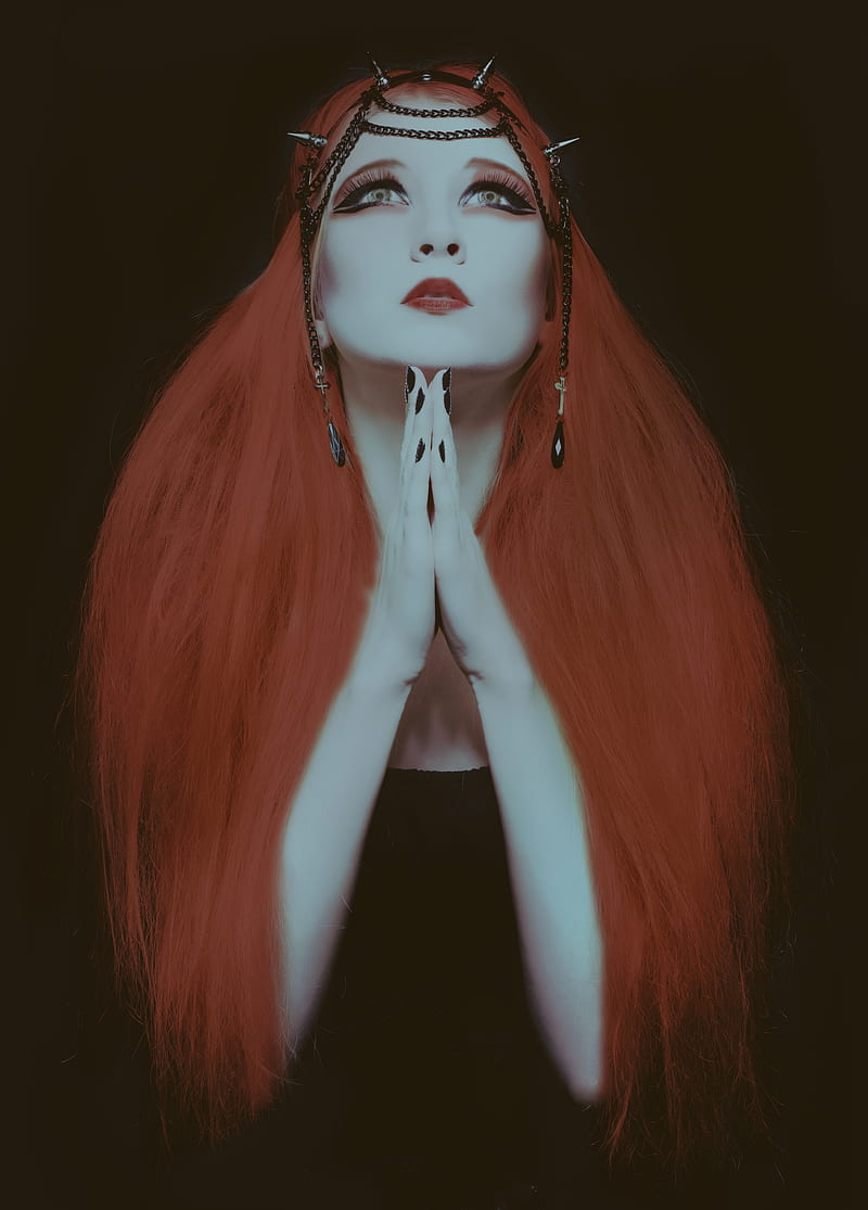 women, Gothic, redhead, praying, goths, alternative subculture, HD phone wallpaper